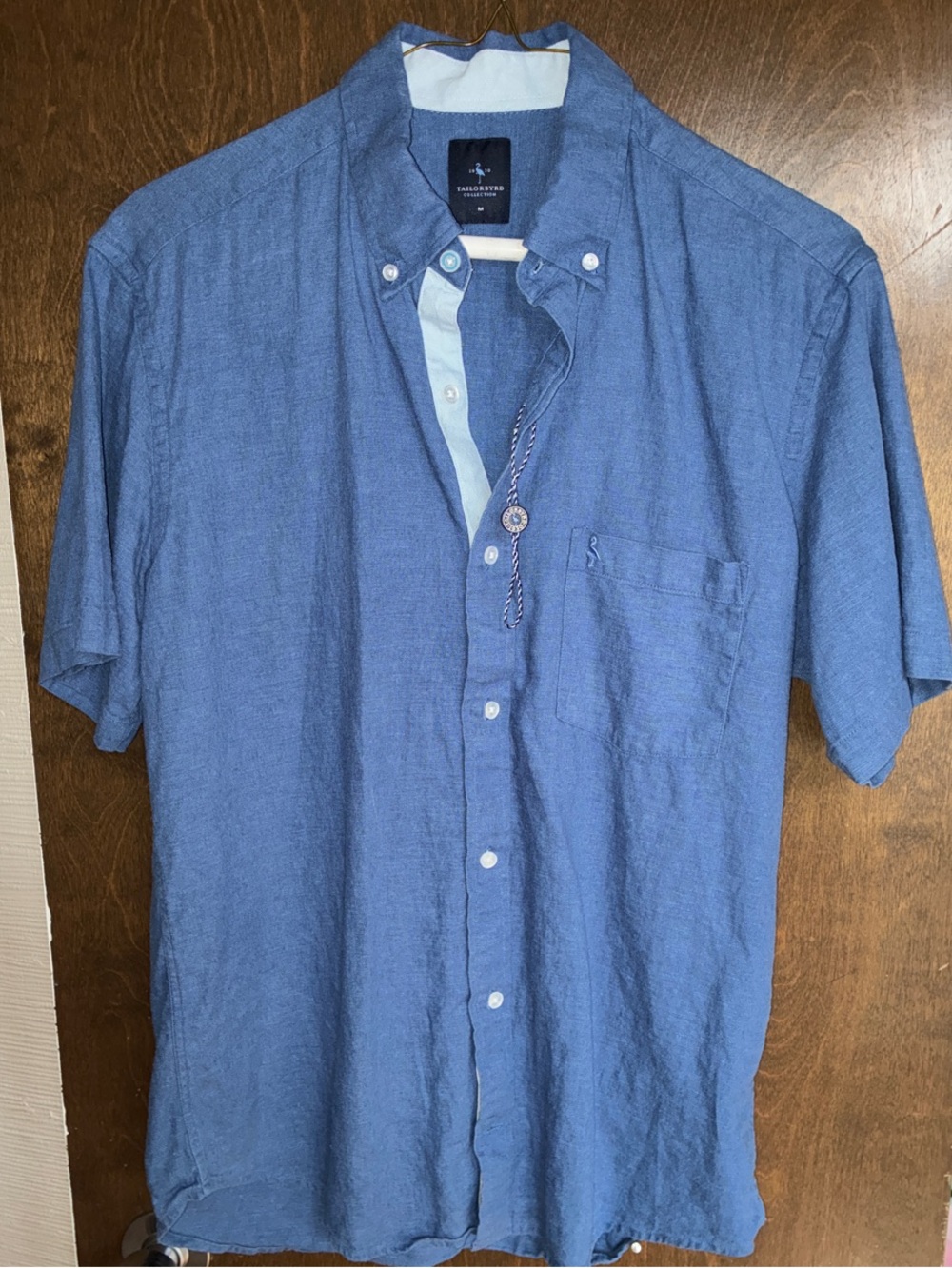 Tailorbyrd Men's Short-Sleeve Button-Down Shirt in Blue